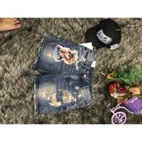 Quần Jeans Nữ ngắn rách tua lưng cao