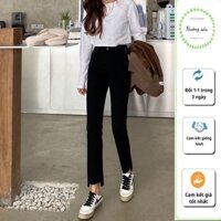 Quần Jeans Nữ Ống Đứng, Quần Bò Ống Suông Co Giãn Nữ GẤU CẮT Lưng Cao Phong Cách Hàn Quốc