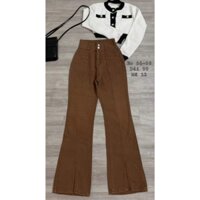 Quần jeans nữ ống loe màu nâu