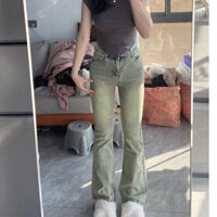 Quần Jeans Nữ Ống Loe , Quần Bò Nữ Ống Loe Che Khuyết Điểm Màu Xanh Bạc TL41