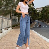 🌺Quần Jeans Nữ Ống Loe Xẻ Ống Điệu Đà 🌺