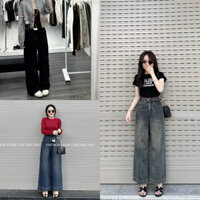 Quần jeans nữ ống suông cạp cao dáng dài hottrend #3837