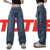 Quần Jeans Nữ Ống Suông Cạp Cao Tua Rua Xanh Classic TÒTEE CLUB