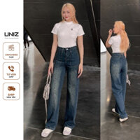 Quần jeans nữ ống suông gân trước Uniz Quan9589/P13K27