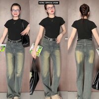 Quần Jeans Nữ Ống Suông HC98 2 Sọc ( Dài 95cm & 103cm) - 1016