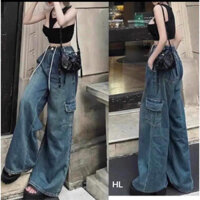 Quần Jeans Nữ ống suông lưng cạp cao