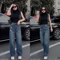 QUẦN JEANS NỮ ỐNG SUÔNG MÀI RÁCH