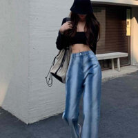 Quần Jeans Nữ Ống Suông Wash Màu Loang Cá Tính 8031