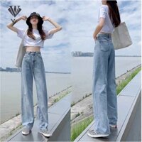 QUẦN JEANS NỮ ỐNG SUÔNG XANH NHẠT TRƠN NỮ QUẦN BÒ DÀI VIET FASHION