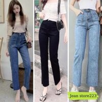 Quần jeans nữ , quần ống đứng túi nhọn không gấu , lưng cao co giãn nhẹ