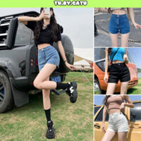 Quần jeans nữ, quần short jeans ngắn basic màu xanh đủ size S M L SKUQ-18ADN tu.by.catu