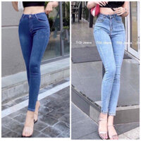 Quần Jeans Nữ Skinny Ôm Dáng Trơn Lưng Cao Chất Vải Co Giãn 4 Chiều Cao Cấp