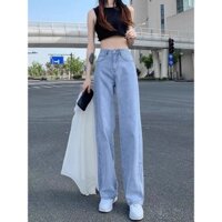 QUẦN JEANS NỮ SUÔNG DÀI LƯNG CAO ỐNG RỘNG XANH NHẠT VIET FASHION