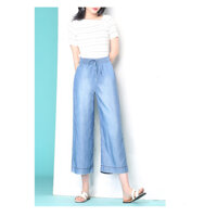 QUẦN JEANS NỮ SUÔNG LỬNG THUN-JNTHUN - L - Xanh Nhạt