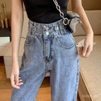 Quần jeans nữ thời trang mùa xuân 2025, dáng rộng, thẳng, eo cao, quần harem ôm dáng cho phụ nữ mùa xuân thu