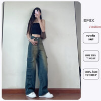 Quần jeans nữ túi hộp ống suông dài giành cho cô nàng cá tính EMIX Quan7132/P0K48