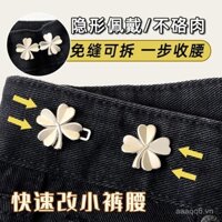Quần jeans nút thắt eo hình cỏ bốn lá mới, phụ kiện nút thắt eo ma thuật từ lớn đến nhỏ
