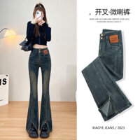 Quần Jeans ống loe dáng dài xẻ ống Quảng Châu hottrend 2024 (QB09)