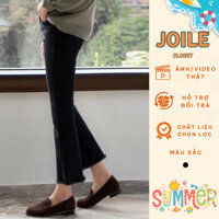 Quần jeans ống loe lưng cao màu đen trơn vải bò giấy co giãn bigsize dưới 60kg Joile_Closet