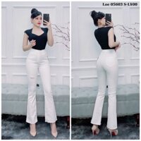 Quần Jeans Ống Loe Lưng Cao Màu Trắng,Đen . Quần Bò Ống Loe Cạp Cao Trắng