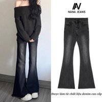 Quần jeans ống loe lưng cao tua rua nữ, quần jean ôm vừa vặn, quần jean ống loe co giãn bốn chiều phong cách Hàn Quốc