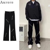 Quần jeans Ống Loe Phối Khóa Kéo Phong Cách Thời Trang Mỹ 2025 Cho Nam Giới