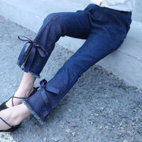 Quần jeans ống loe. Quần bò đính ngọc cho bé gái size từ 8-45kg