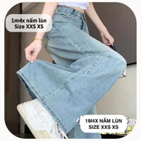 Quần jeans ống loe to size XXS XS màu xanh nhạt bạc jeans mềm cho nấm lùn 1m45 hàng Quảng Châu