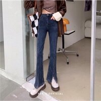 Quần Jeans Ống Loe Xẻ Tà Cạp Cao Cá Tính Thời Trang - See.U Official