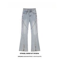Quần jeans Ống Loe Xẻ Tà Cột Dây Ôm Dáng size xs Cho Nữ