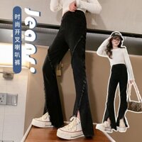 Quần jeans Ống Loe Xẻ Tà Phong Cách Nước Ngoài Thời Trang Xuân Thu Mới Dành Cho Bạn Gái