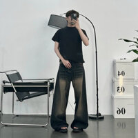 Quần jeans ống rộng dây thừng unisex nam nữ