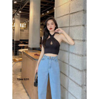 quần jeans ống rộng lưng cao