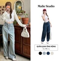Quần Jeans Ống Rộng Malie Studio Chất Jeans Mềm Basic Tôn Dáng Phong Cách Trẻ Trung - 2