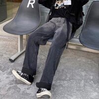 Quần Jeans Ống Rộng QJ002 Ống Suông Lưng Cao Qua Rốn BigSize - Không Giãn - ĐEN TRƠN  ĐEN RÁCH 1 GỐI - Xanh đậm trơn,30