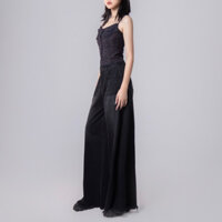 Quần jeans ống rộng tua gấu đen bạc Relaxed JEANS