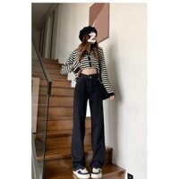 Quần jeans ống suông nữ tôn dáng kéo dài chân