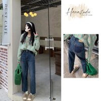 Quần Jeans Ống Xuông Màu Xanh Lạ Mắt Dáng Chuẩn Loại 1