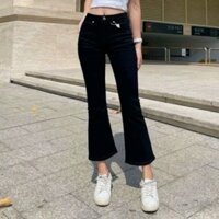 Quần jeans pass lỡ ống loe, quần jean VNXK, quần jean co giãn, quần jean xuất khẩu, quần jean lưng cao, hình thật