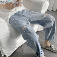 Quần jeans rách ống đứng cho nam quần lửng cho nam quần ống rộng ỐNg RộNg Dễ phối hợp hợp thời trang mùa hè mỏng