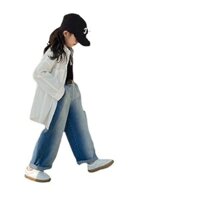 Quần jeans rộng rách gradient cho bé trai và bé gái, quần dài, mùa xuân thu 25, quần áo trẻ em ngoại thương mới, dropshipping cho trẻ 3-10 tuổi