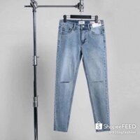 Quần Jeans Skinny nam rách gối gấu thời trang