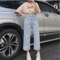 Quần jeans suông 2 nút xinh xắn