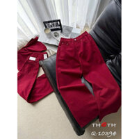 Quần jeans suông đỏ mận