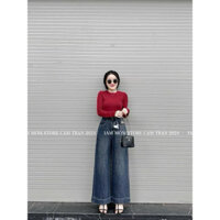 Quần jeans suông gập gấu