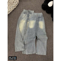 Quần jeans suông lưng cao wax xinh xắn