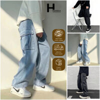 Quần Jeans Suông nam nữ túi hộp form Baggy rộng Unisex siêu đẹp hottrend 2023 - Avocado