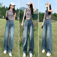 Quần jeans suông  ống rộng nữ màu nhạt phong cách Hàn Quốc ulzzang 2022 siêu hót