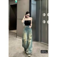 Quần JEANS  Suông rách 2 bên vải QC mềm HH5645