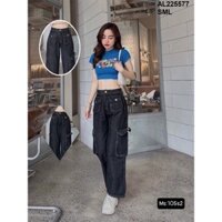 Quần jeans trắng đen cho cô nàng cá tinh kool ngầu túi hộp cúc lưng cao 247
